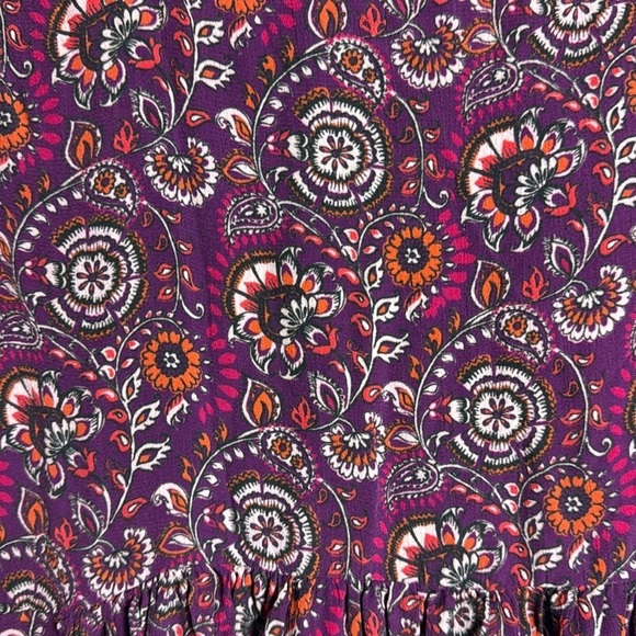Garnet Hill Purple Floral Bohemian Dropped Waist Pocket Dress Size 6 - Picture 4 of 12